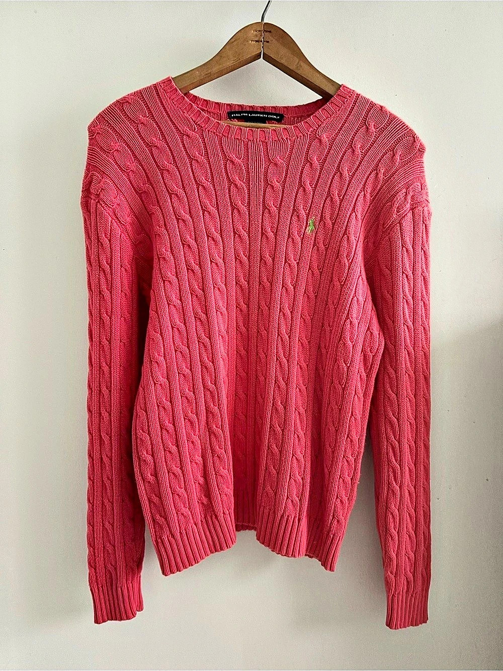 Polo Ralph Lauren Women’s Cable Knit Crewneck in Coral US M EUC